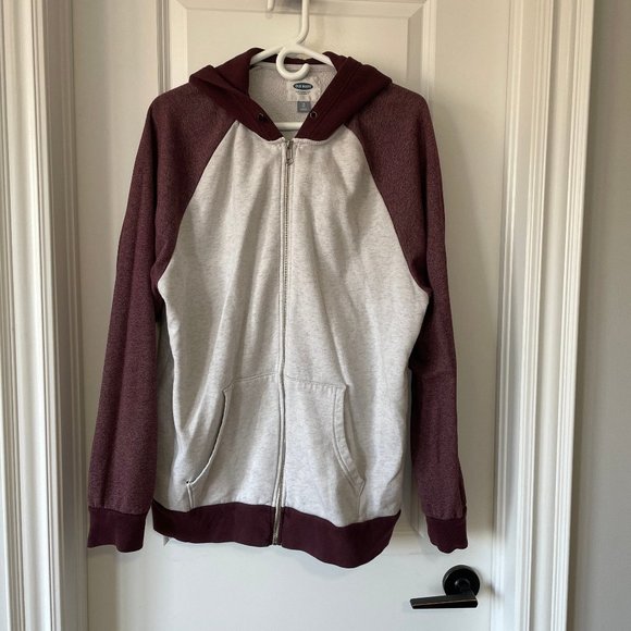 Old Navy Burgundy/White Jersey Hoodie - Picture 1 of 1